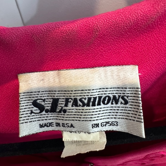 Vintage S.L. Fashions Pencil Dress w/ Flower Embroidery Metal Buttons, Sz 16 - Picture 3 of 8